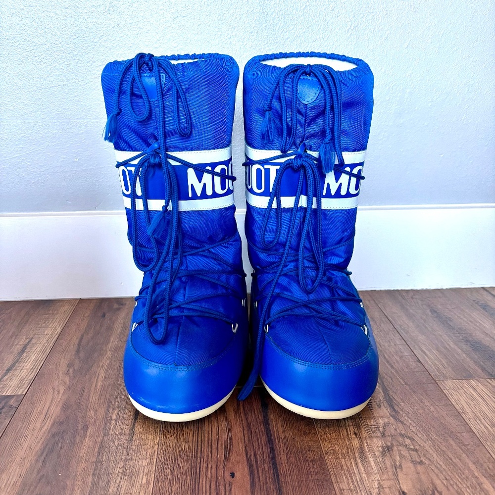 Moon Boots Icon Electric-Blue Nylon Size US 9/10.5, EU 42/44